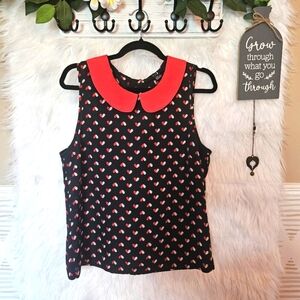 XXI Tank Blouse with Peter Pan collar and button placket down the back